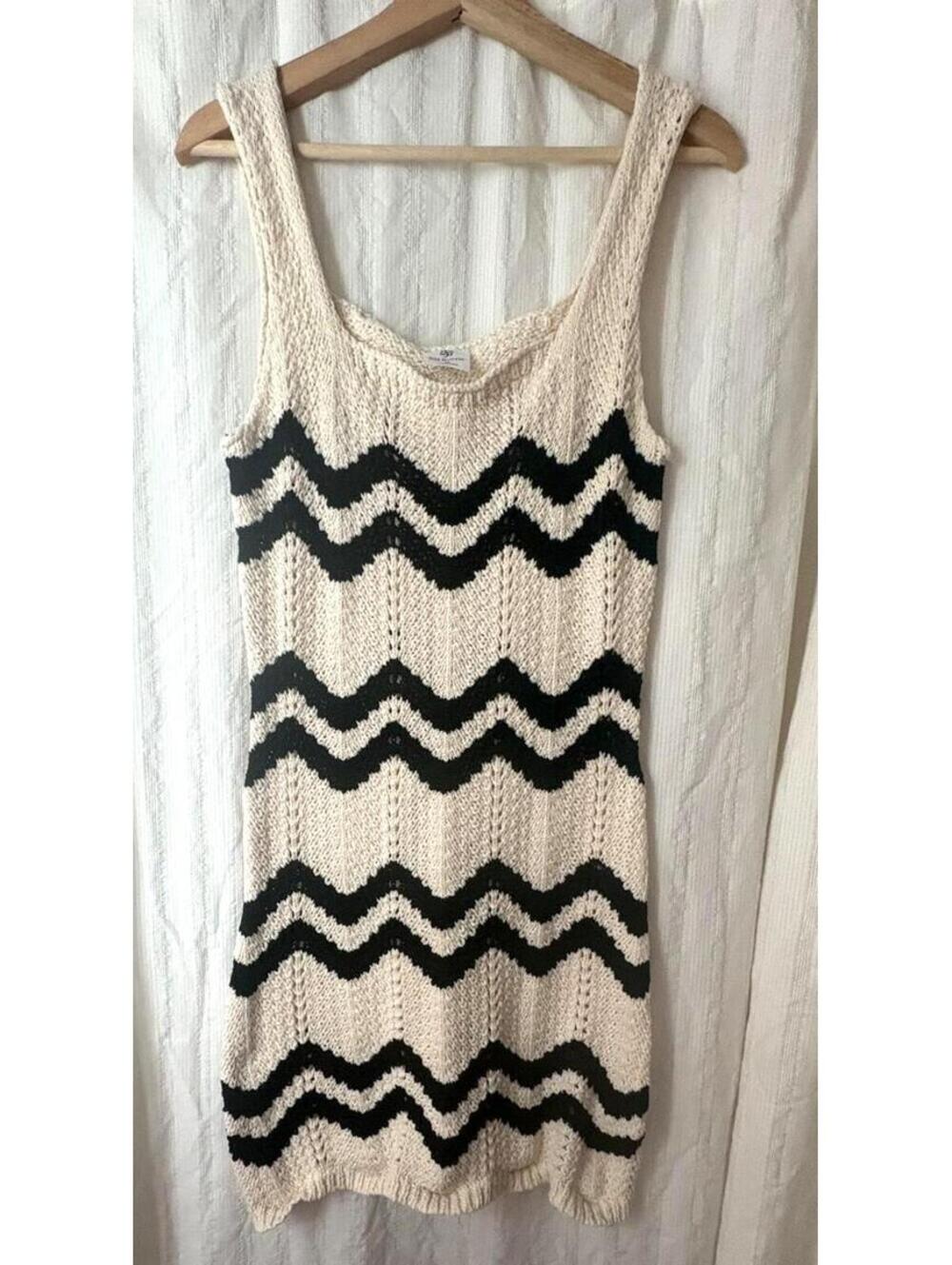 Sol Borne Black and Cream Knit Tank Minidress Coverup #beach #falldresses